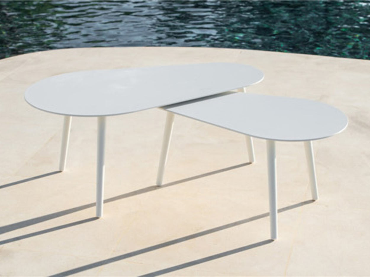 Amazone Side Table Set Alu White Mat 98X56/78X44