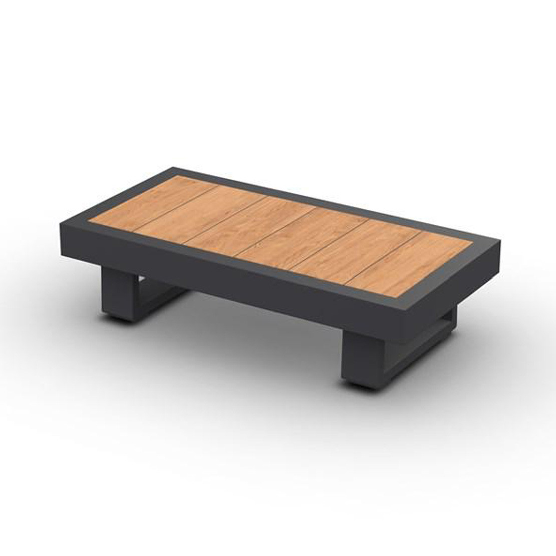 Fano Side Table U-Leg Alu Charcoal Mat Teak Wood 90x45