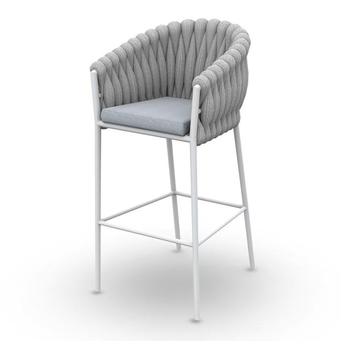 Fortuna Socks Bar Chair With Arms Alu White Mat Socks Seat Cushion Sunbrella Grey Chine