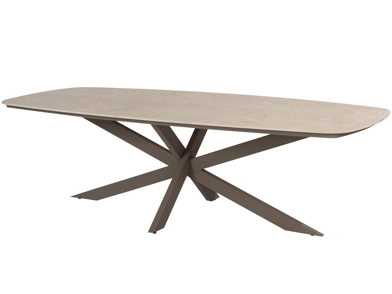 Nevada low-dining table barrel ceramic sabia panna Terre frame 250 X 105 cm