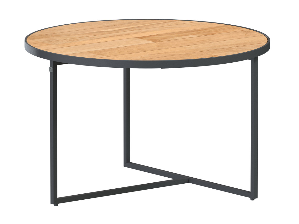 Strada coffee table Natural teak round 585 cm Alu legs (H35)