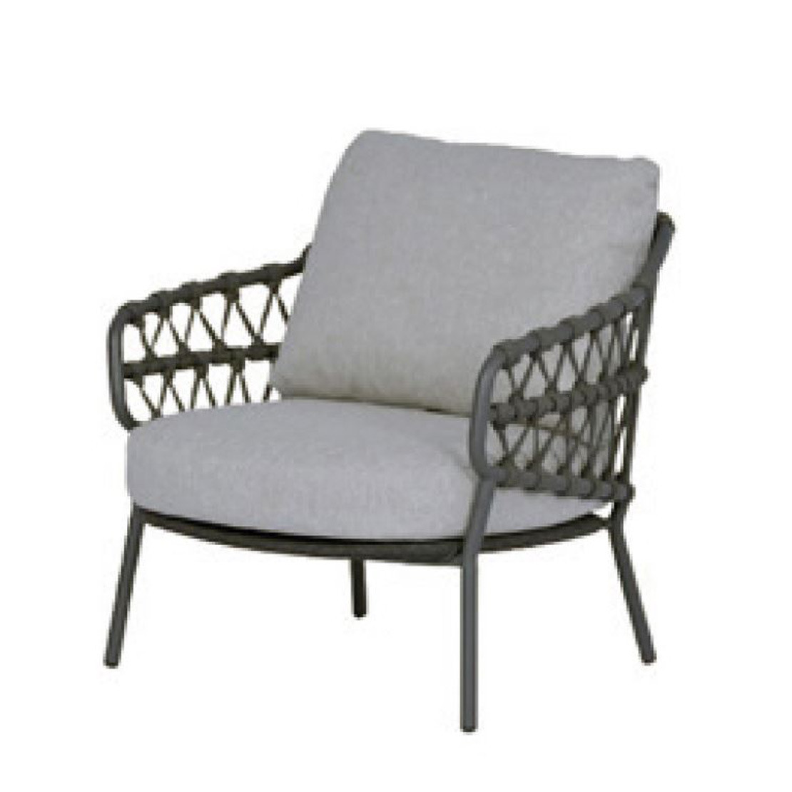 Calpi low dining chair anthracite with 2 cushions