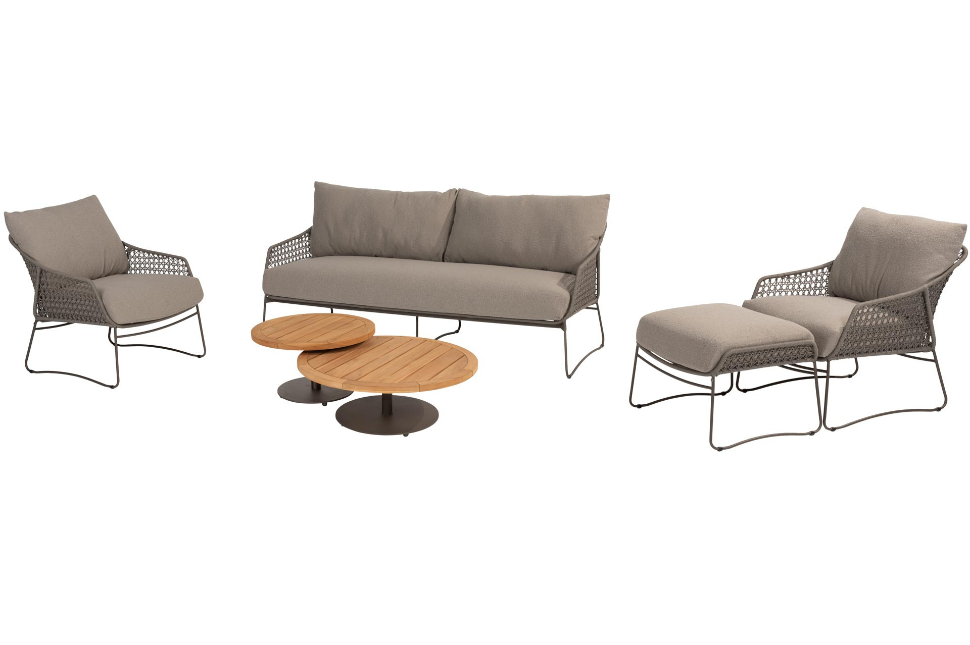 Moretti stoel-bank loungeset met hocker en Volta coffeetables