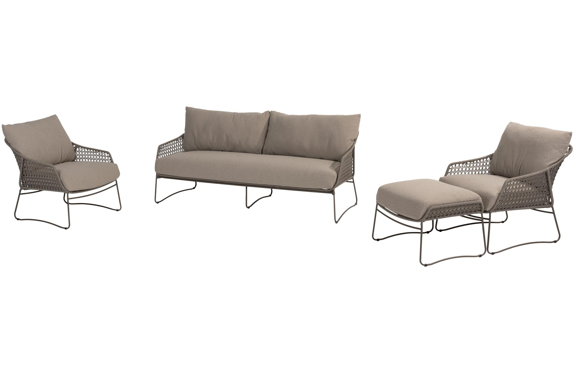Moretti stoel-bank loungeset met hocker
