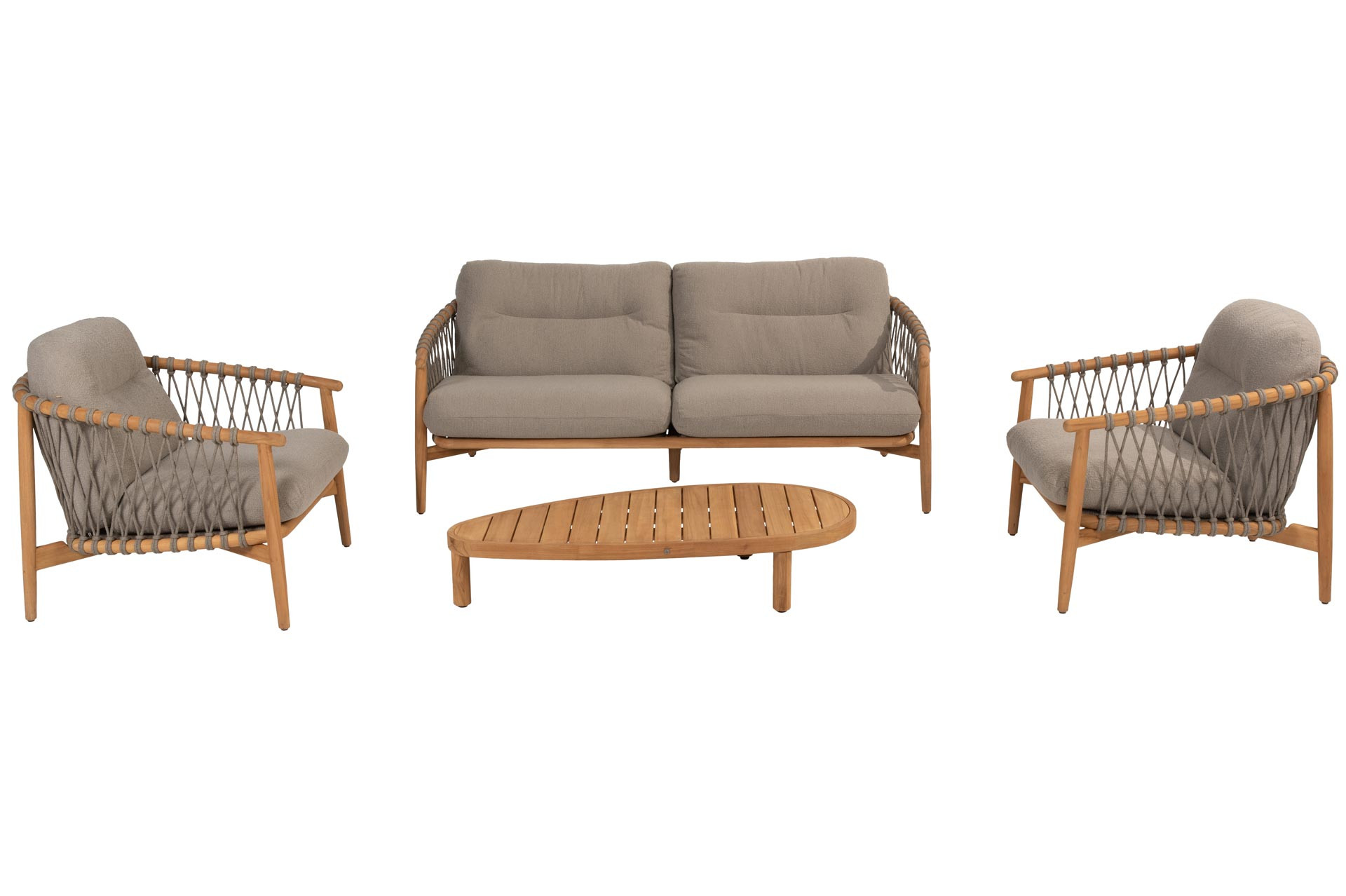 Nora stoel-bank loungeset met Finn pebble salontafel