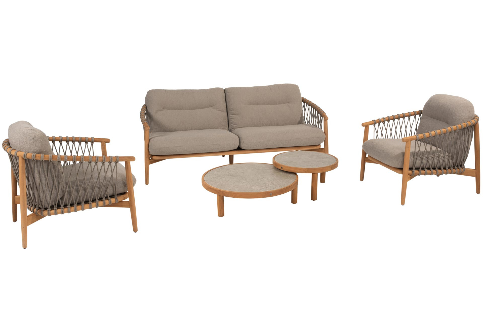 Nora stoel-bank loungeset met Finn salontafels