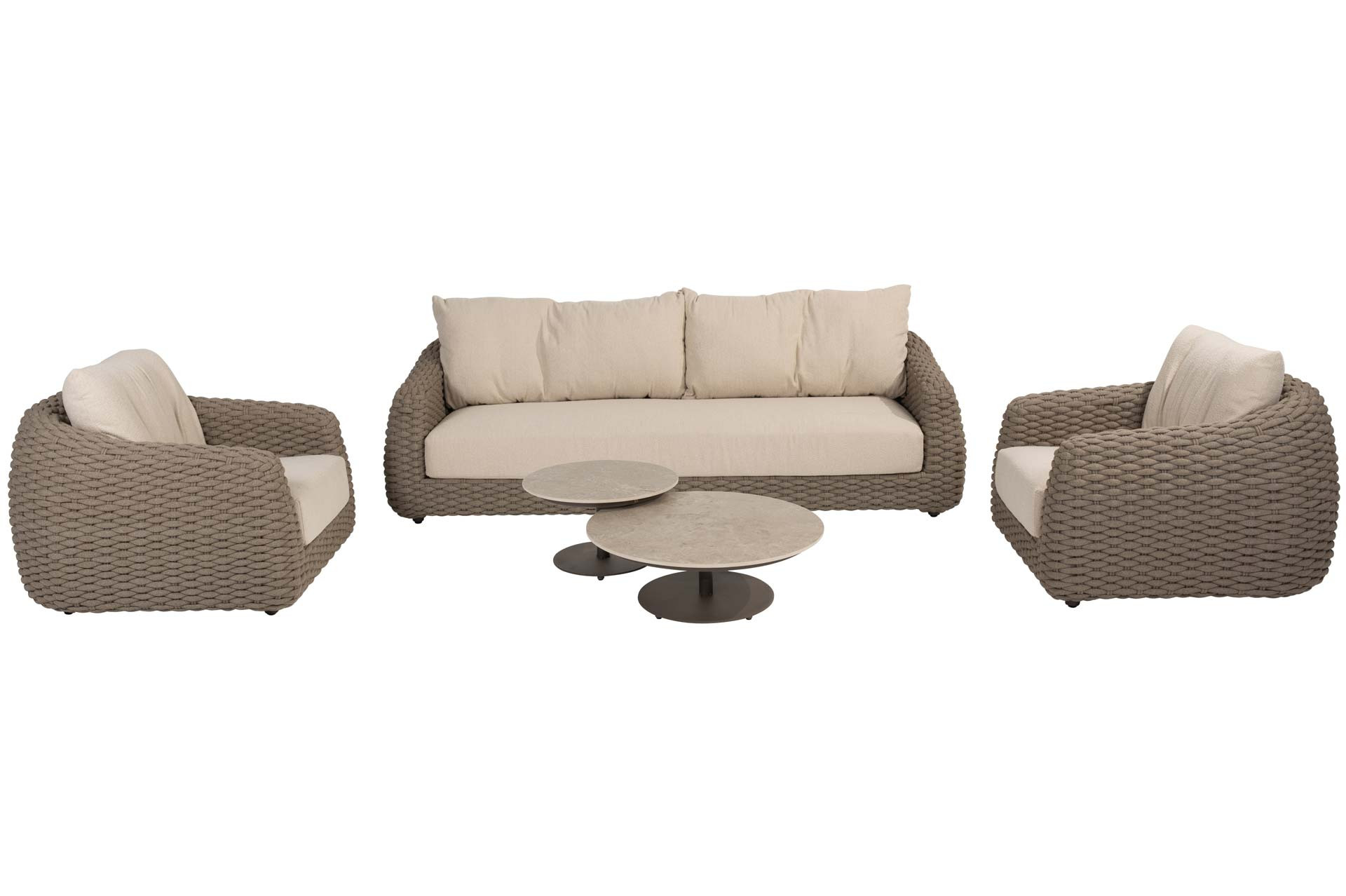 Maxime stoel-bank loungeset met Boaz coffeetables