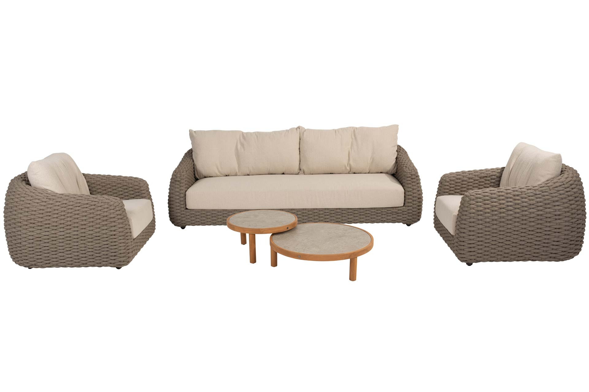 Maxime stoel-bank loungeset met Finn ceramic coffeetables