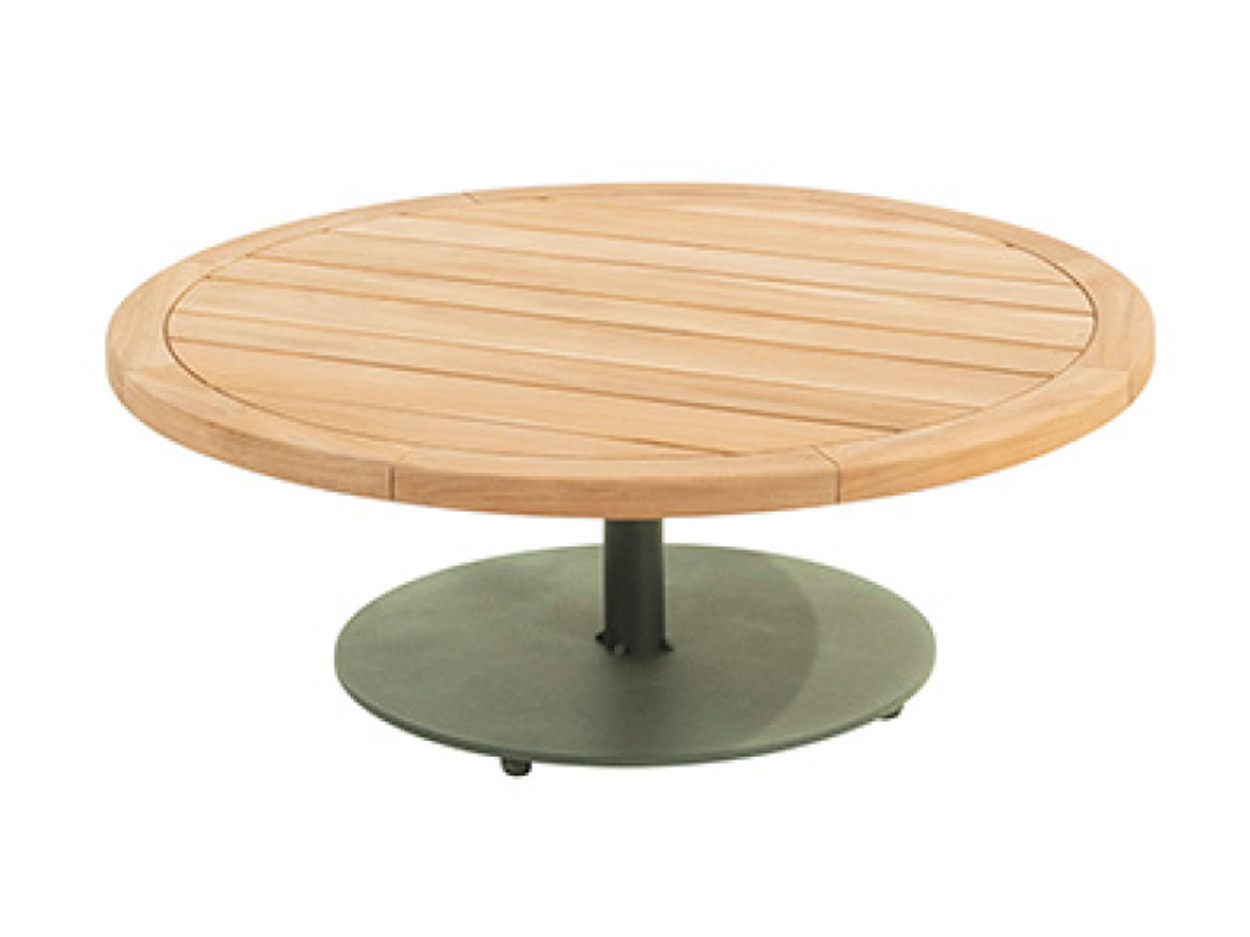 Volta natural teak coffee table central leg olive 80 X 30 cm