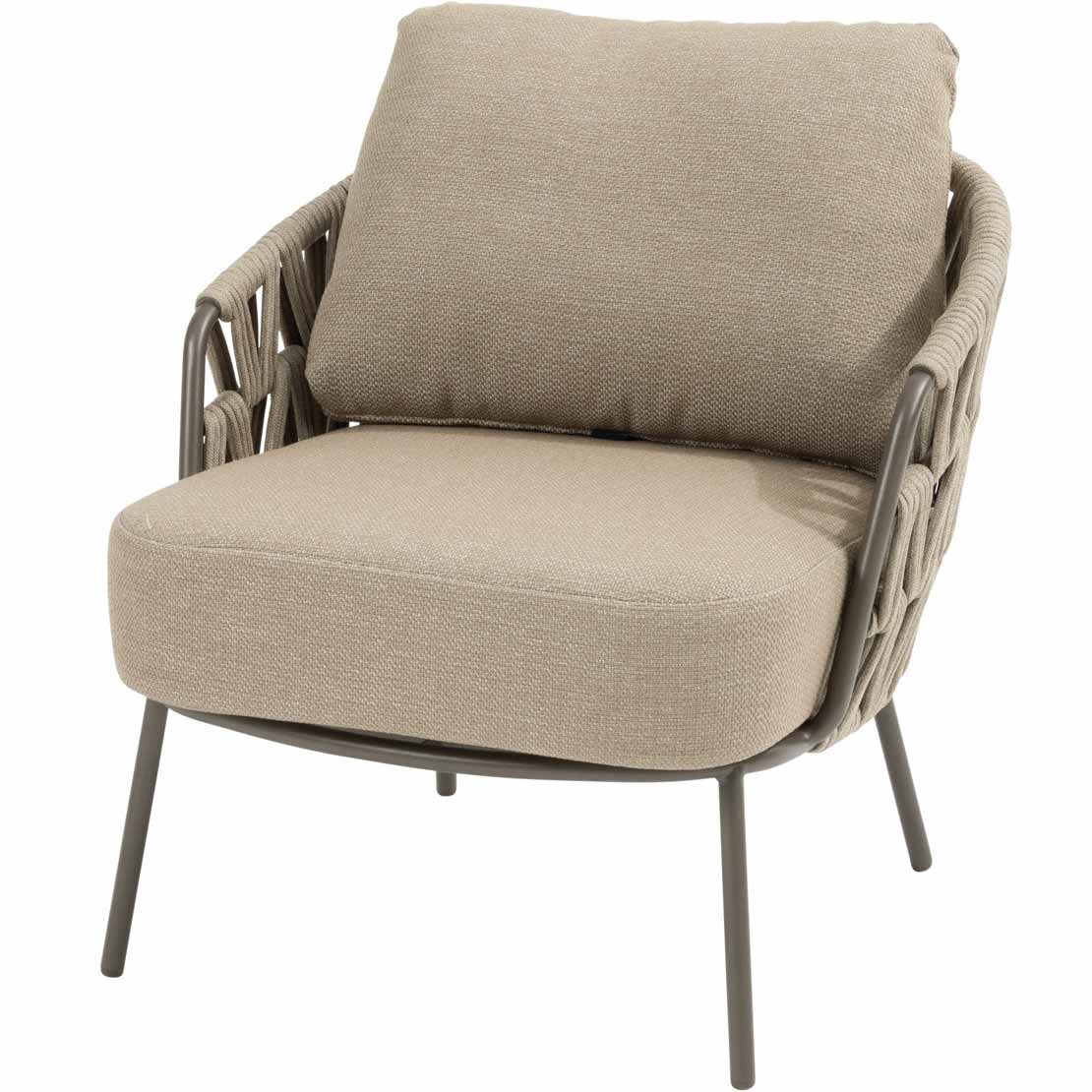 Mallorca low dining chair terre with 2 cushions