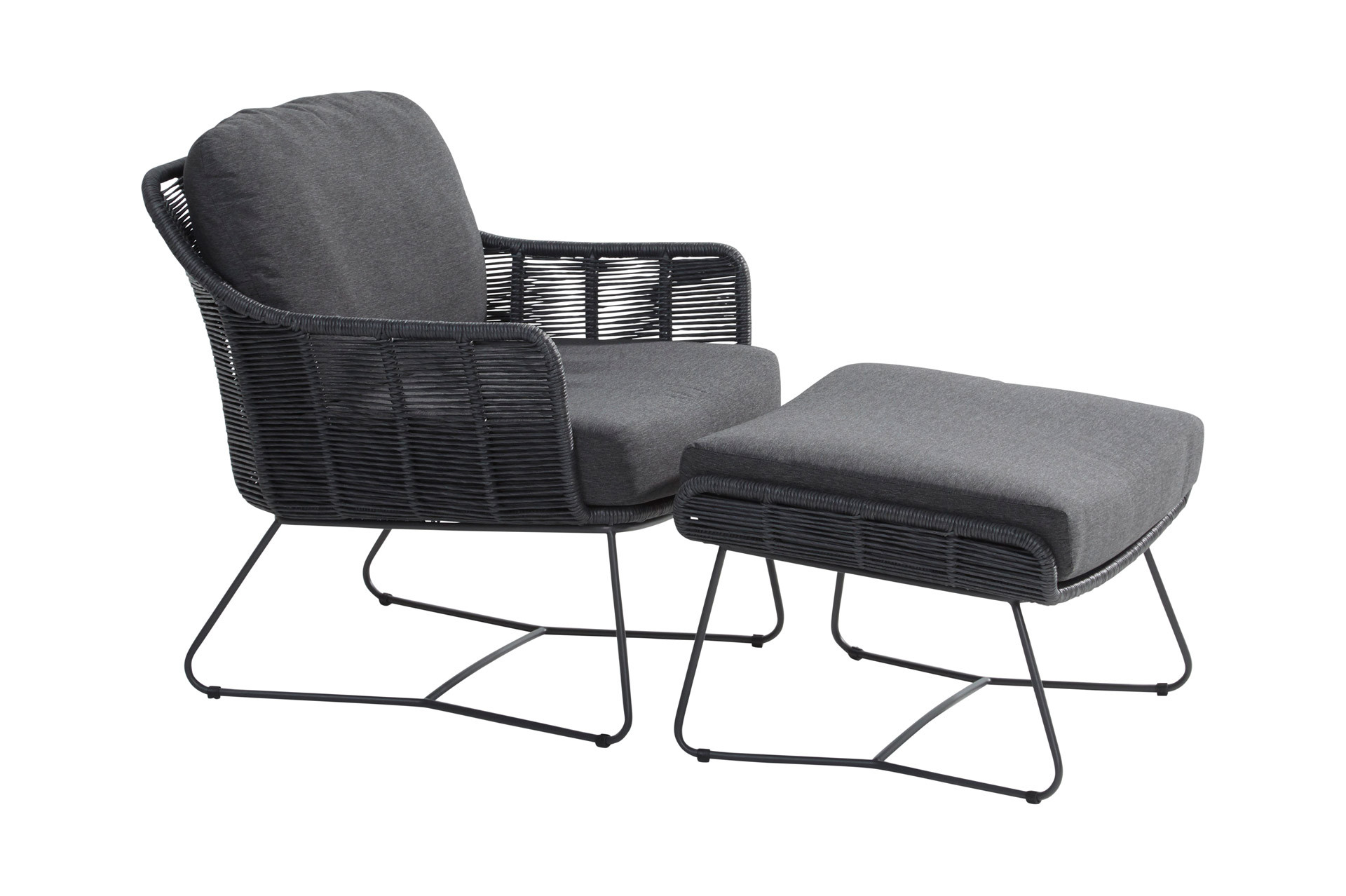 Belmond anthracite loungestoel en hocker