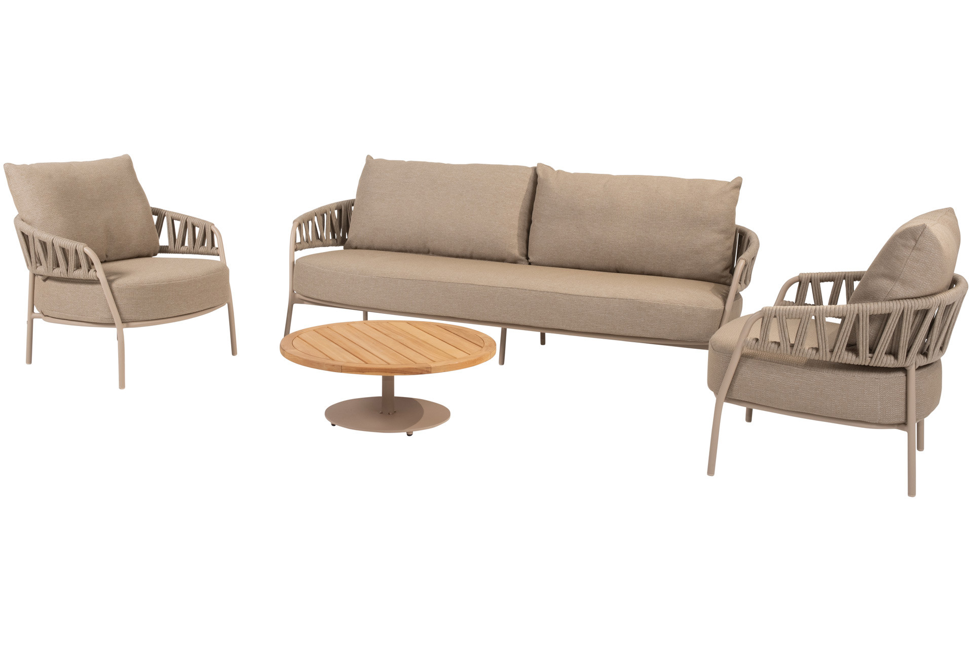 Calma latte stoel-bank loungeset met Volta coffeetable