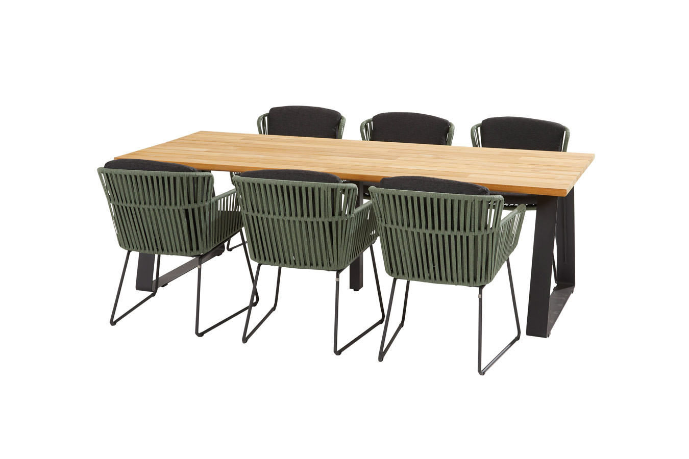 Vitali green dining set with Basso table 240x100 cm