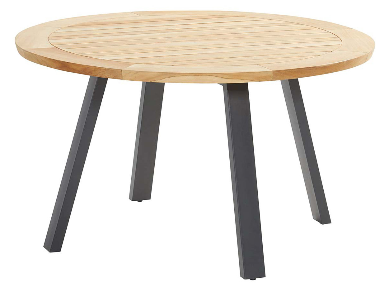 maat leven Bezienswaardigheden bekijken Ambassador teak aluminium anthracite tuintafel rond 130 cm
