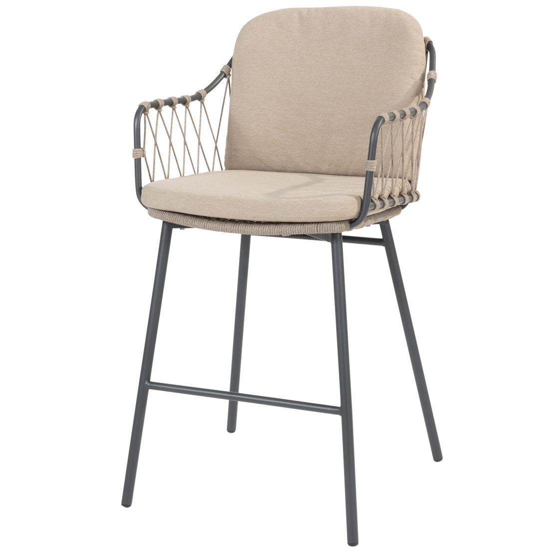 Prego bar chair Anthracite/Taupe with 2 cushions