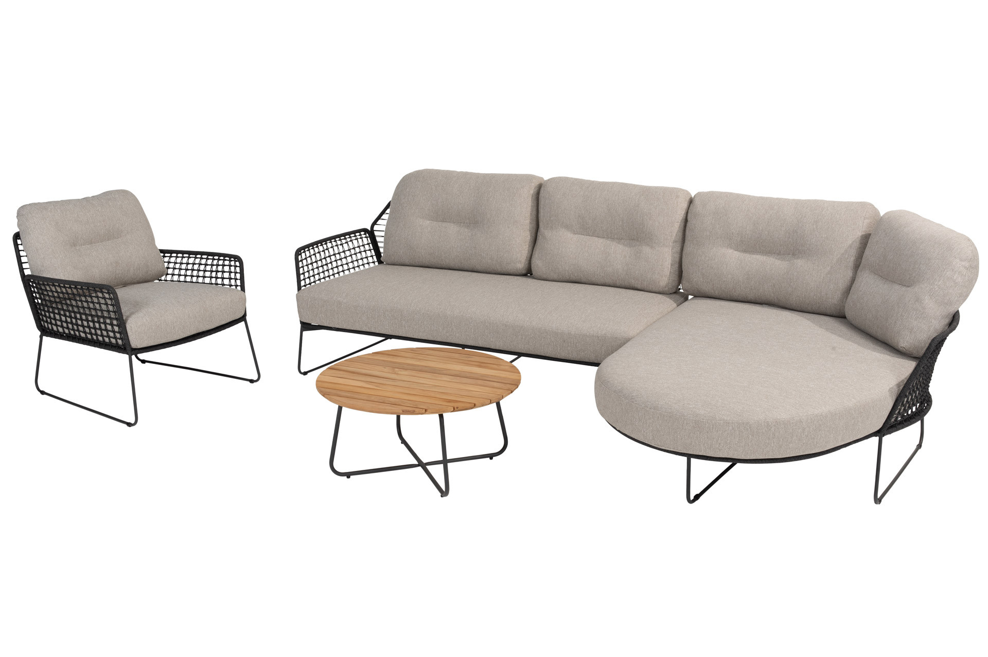 Rhodos chaise loungeset met loungestoel en Verdi salontafel