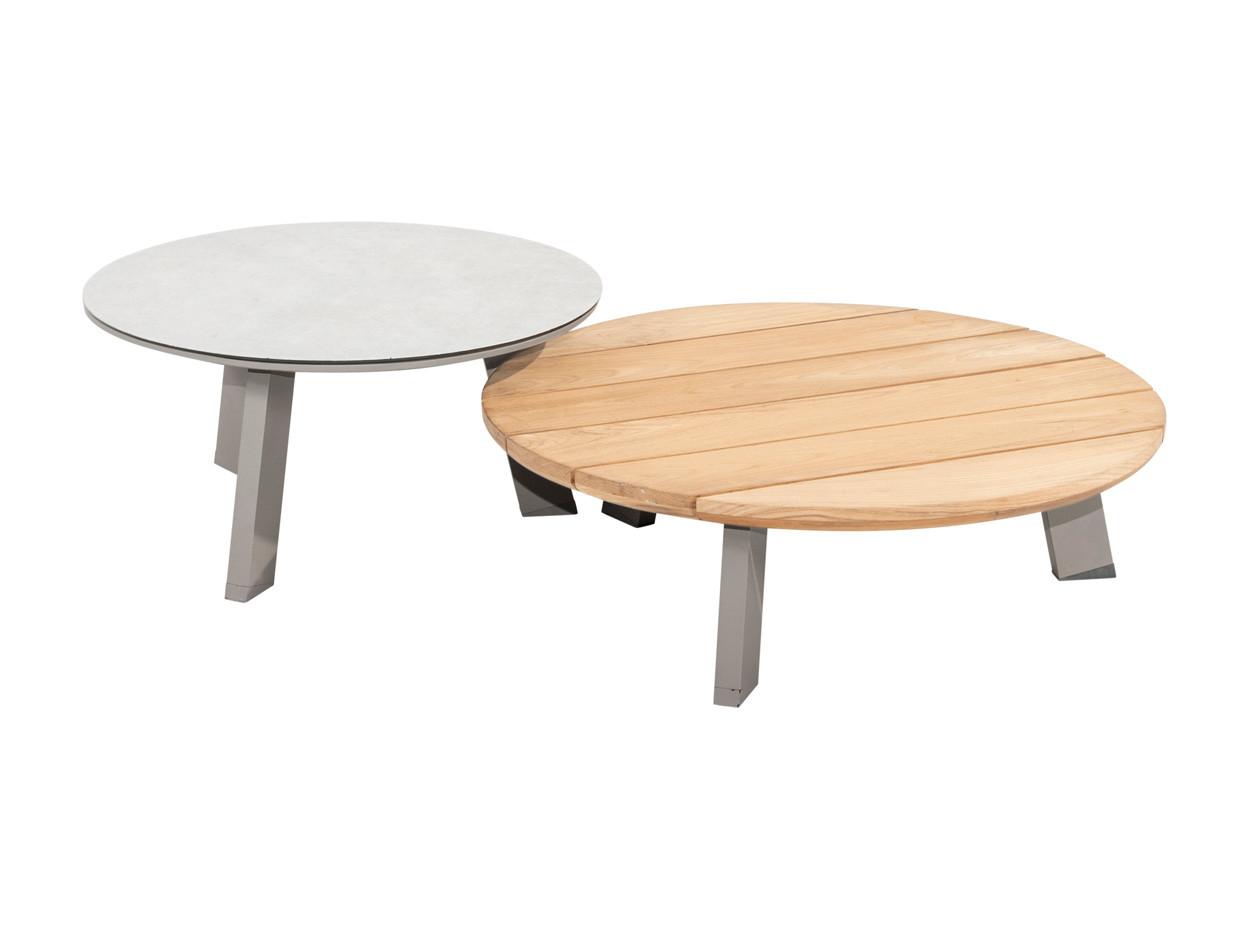 Emma Set of coffee tables cloud: 65and 80cm with cer./teak top