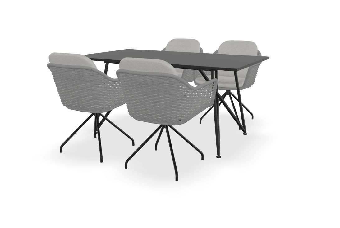 Tafel Dekton Domoos, onderstel Genua en Focus stoelen
