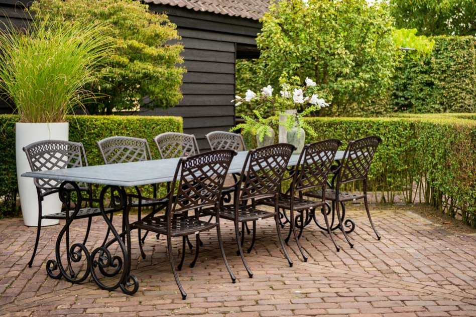 vegetarisch Ontdekking Lucht Favola bronze dining tuinstoel stapelbaar