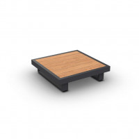 Fano Coffee Table Alu Charcoal Mat Teak Wood 90x90