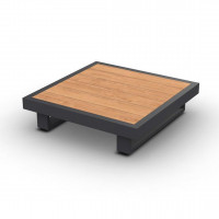 Fano Coffee Table Alu Charcoal Mat Teak Wood 90x90