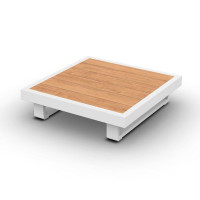 Fano Coffee Table Alu White Mat Teak Wood 90x90