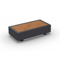 Bari Side Table Alu Charcoal Mat Teak Wood 90x45