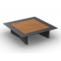 Arbon Coffee Table Alu Charcoal Mat Teak Wood 90x90