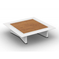 Arbon Coffee Table Alu White Mat Teak Wood 90x90