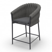 Fortuna Socks Bar Chair With Arms Counter Height Alu Charcoal Mat Socks Seat Cushion Sunbrella Sooty
