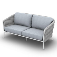 Fortuna Socks Sofa 2,5-Seat Alu White Mat Socks Cushion Seat + Back Single Sunbrella Grey Chine