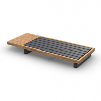 Truro Lounge Base 2-Seat Alu Charcoal Mat/Teak + Side Table Teak