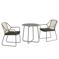 Dali anthracite bijzet tafel met 2 Scandic dining stoelen