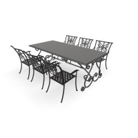 Rechthoekige granieten Black Pearl tafel Paris met Pavia Bronze stoelen