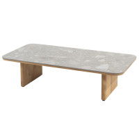 Lucas coffee table natural teak 120 x 60 x 30 cm ceramic terrazzo