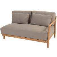 Marie 2.5 seater bench left arm natural teak with 5 cushions