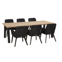 Lisboa dining set with derby dining table teak top with alu legs