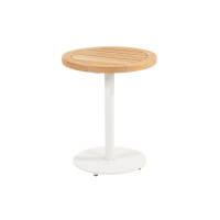 Volta natural teak side table central leg White 45 x 55 cm