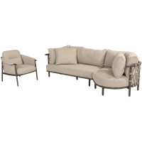 Ezra loungebank met chaise-lounge en loungestoel