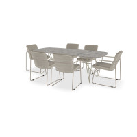 Rechthoekige bootvorm Dekton Ceppo tafel Copenhagen met Parma stoelen
