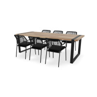 Rechthoekige Teak Alto tafel 2400 x 1000 mm met Barista stoelen