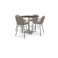 Vierkante bootvorm Dekton Laurent bartafel Arco met Prego stoelen