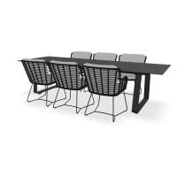 Rechthoekige Dekton Bromo tafel Elko met Fabrice stoelen