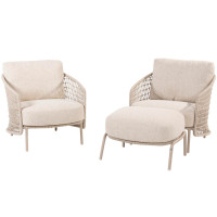 Puccini stoel-hocker loungeset 3-delig
