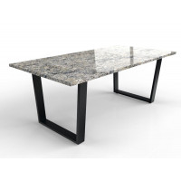 Rechthoekig granieten tafelblad met modern gecoat tafelonderstel