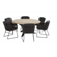 Vitali anthracite dining set with round Louvre table 160 cm