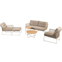 Albano stoel-bank loungeset met hocker en Verdi salontafels