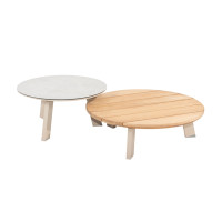Emma SET of coffee tables Latte, 65 and 80 cm with ceramic/teak top