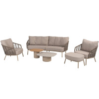 Puglia loungeset met hocker en Demi coffeetables