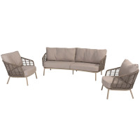 Puglia 3 seater SET : bench organic latte + 2x living chair